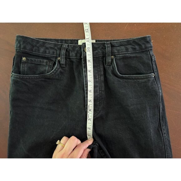 Sezane Denim High Rise Button Fly Brut Jeans in Black Gray Size 28 - Picture 9 of 13